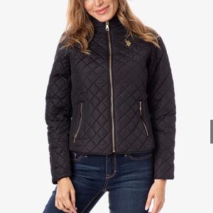 U.S. Polo Assn. Women’s Side Knit Quilted Jacket Black Medium NWT